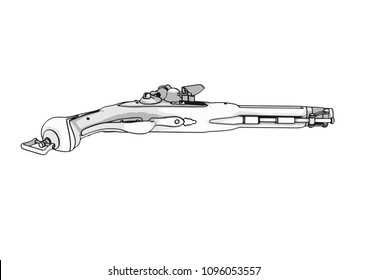 sketch of an old musket vector