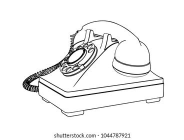 sketch of old phone vector
