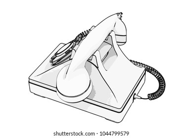 sketch of old phone vector