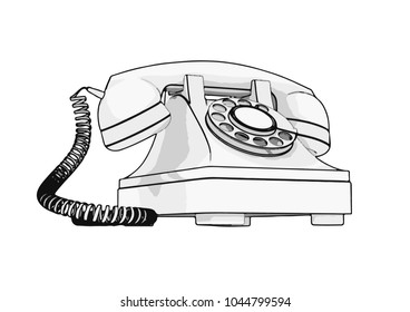 sketch of old phone vector