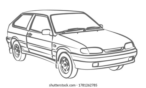 The Sketch of a old retro car.

