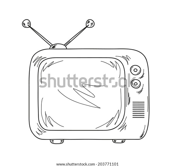 Sketch Old Retro Television Vector Stock Vector (Royalty Free ...