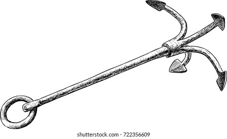 sketch of an old rusty anchor