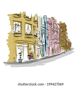 Sketch of old street for your design