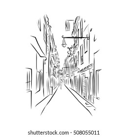 Sketch of old street for your design
