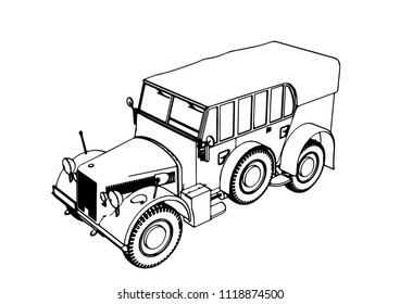sketch of an old war machine vector
