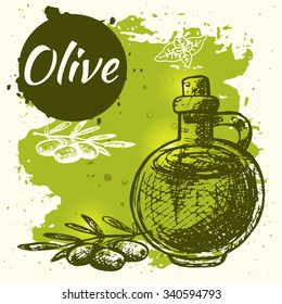 Sketch olive background. Hand drawn vector illustration.