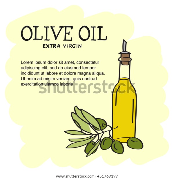 Sketch Olive Oil Bottle Olive Branch Stock Vector Royalty Free 451769197 Shutterstock 