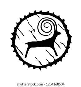 Sketch on a theme of the Altaic shamanism, vector illustration