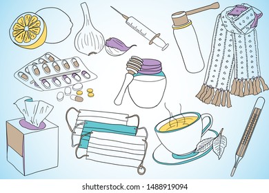 Sketch on the theme of colds and flu.