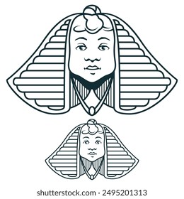 Sketch on theme Egypt. Pharaoh mask. Vector luxury vignette for advertisements, invitations or greeting cards. 