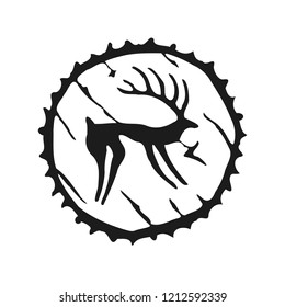 Sketch on the theme of rock paintings of the Altai, vector illustration