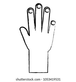 sketch of open hand icon over white background, vector illustration