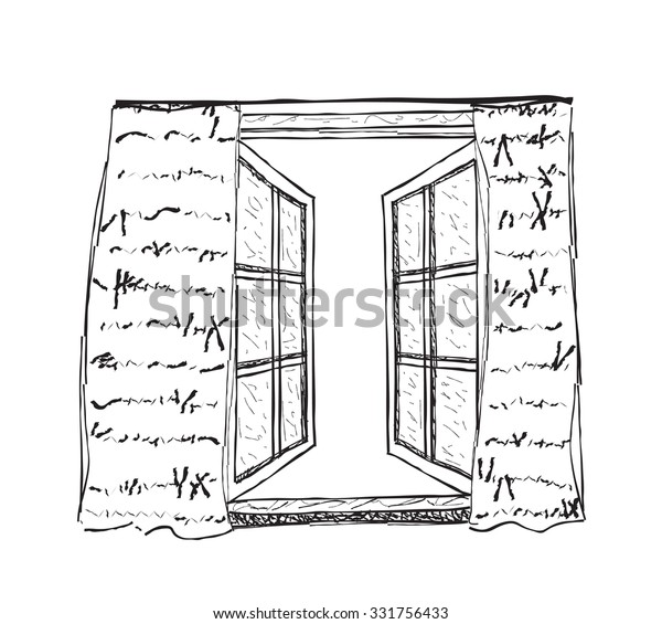 Sketch Open Window Stock Vector (Royalty Free) 331756433