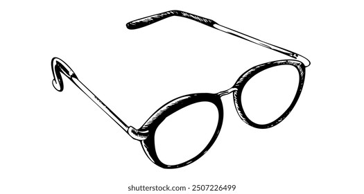 Sketch of Optical Glasses Vector Illustration.
