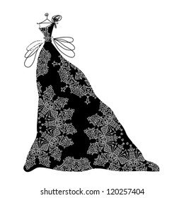 Sketch of ornamental black dress for your design