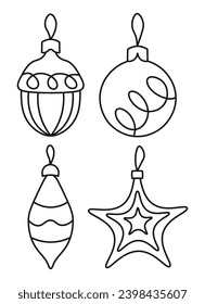Sketch outline of Christmas tree decorations
