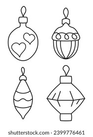 Sketch outline of Christmas tree decorations