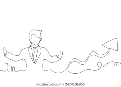 Esbozo concepto de esquema mínimo hombre de negocios en el dibujo de arte de línea continua. talento de éxito de negocios masculino dibujado a mano con fondo aislado blanco. Abstractas,Vector,ilustración.