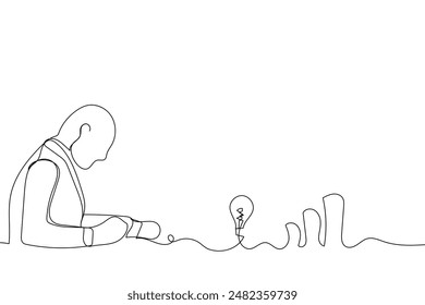 Sketch outline concept minimal business man in drawing continuous line art. male business concept success talent hand drawn with white ioslated background. Abstract,vector,illustration.