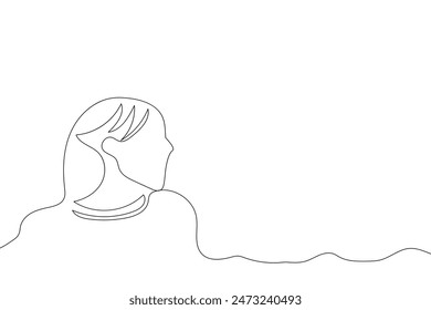 Sketch outline concept minimal girl woman lady in drawing continuous line art. Female hand drawn with white ioslated background. Abstract,vector,illustration.