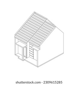Sketch outline isometric of tiny house vector illustration.