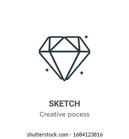 Sketch outline vector icon. Thin line black sketch icon, flat vector simple element illustration from editable creative pocess concept isolated stroke on white background