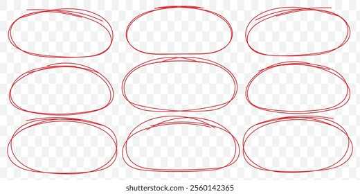 Sketch oval frames. Doodle ellipse, round hand drawn frame and circled doodles. Oval brush or highlighter handwritten circle shapes isolated vector symbols. eps 10.