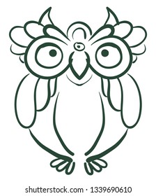 A sketch of an owl with round eyes vector color drawing or illustration
