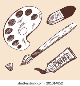 Sketch of paint alements.  EPS 10 vector illustration without transparency.
