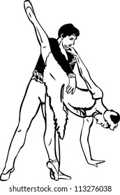 sketch pair of dancers are in the dance pose