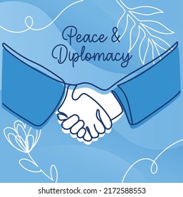 Sketch of pair of shaking hands Peace and diplomacy flat concept Vector