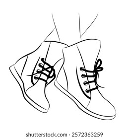 A sketch of a pair of women's sports shoes.