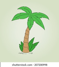 sketch of the palm tree on green gradient background