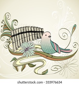 sketch of a pan pipe on a light background.