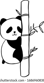 Esbozo de panda sentado en un árbol al estilo de doodle. Dibujo de animales de la caricatura vectorial