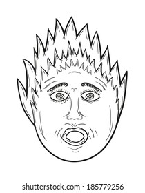 sketch of the panic face on the white background, isolated