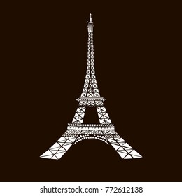 Sketch of Paris - Line Art Eiffel Tower Illustration Logo Symbol