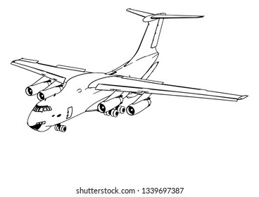 sketch of passenger aircraft vector