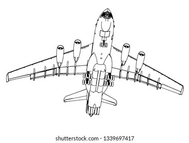 sketch of passenger aircraft vector