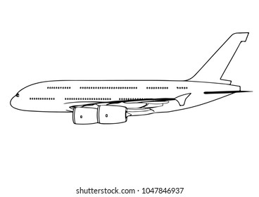 Sketch Passenger Airplane Vector Stock Vector (Royalty Free) 1047846961