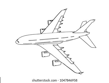 Sketch Passenger Airplane Vector Stock Vector (Royalty Free) 1047846958 ...