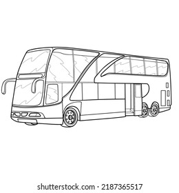 sketch of a passenger bus, coloring book, isolated object on white background, vector illustration, eps