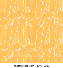 Sketch pasta in color. Vector hand drawn seamless pasta pattern. 
