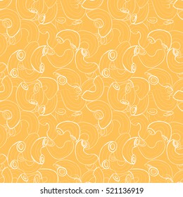 Sketch pasta in color. Vector hand drawn seamless pasta pattern.