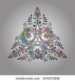 Sketch pattern with abstract ornament. Vector Hand drawn zentangle floral neutral, white and blue colors.