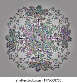 Sketch pattern Gentle, spring on white, neutral and blue colors. Vector illustration. Watercolor painting.