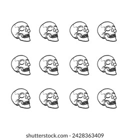 Sketch pattern man Skull Background vector modern illustration