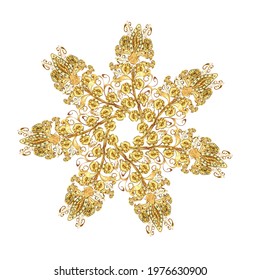 Sketch pattern in oriental style. Urban pattern for textile and fabric. Ornate floral ornament. Vector illustration. In cute curls style. Illustration in white, yellow and brown colors.