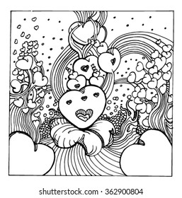 Sketch patterns of love. Valentine's Day. Love pattern. Doodle love.